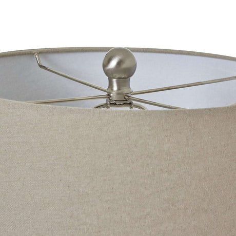 White Ceramic Pot Lamp With Linen Shade Shades 4 Seasons