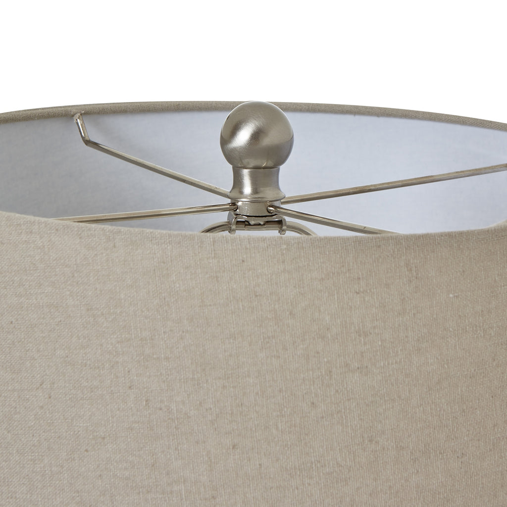 White Ceramic Pot Lamp With Linen Shade Shades 4 Seasons