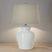 White Ceramic Pot Lamp With Linen Shade GREEN CERAMIC Shades 4 Seasons