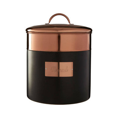 Orsina Bread Bin in black and copper finish for stylish kitchen storage