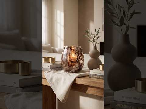 Brown Marble Effect Large Candle Holder | Garan