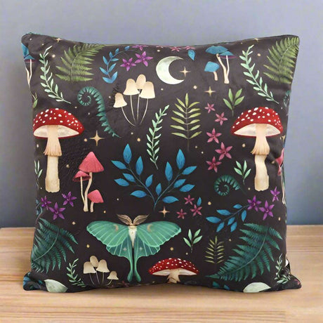 35cm Square Dark Forest Print Cushion N/A