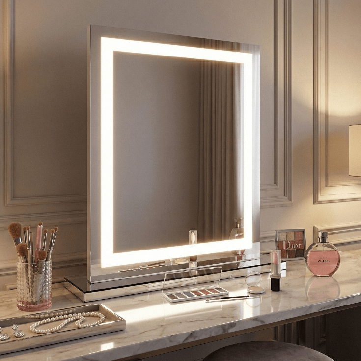 Hollywood Pro Mirror with LED lighting, perfect for makeup application and vanity setups