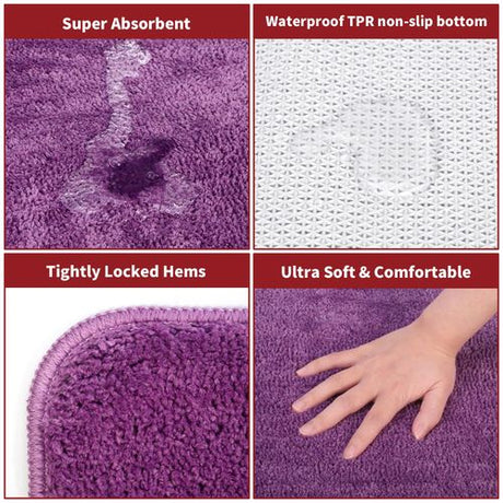 Vinsani Plush Purple Bath Mat for Soft Comfort Vinsani