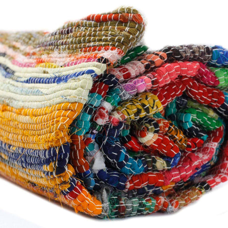 155 x 90cm Luxury Rag Rug - Natural AW Dropship UK