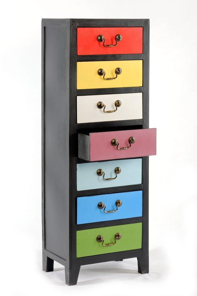 Rainbow Tall Cabinet with 7 Drawers 38 x 26 x 110cm Geko Products