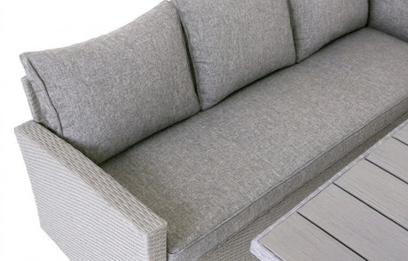 MINT Outdoor Rattan Corner Set featuring plush grey cushions and a modern design