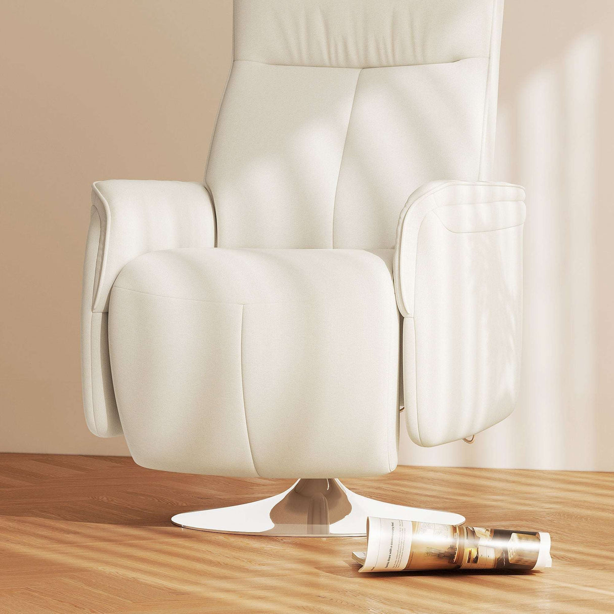 Wise Galleria Recliner Armchair in White Leather with Comfortable Padding and Swivel Base