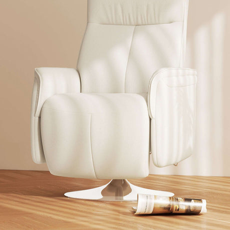 Wise Galleria Recliner Armchair in White Leather with Comfortable Padding and Swivel Base