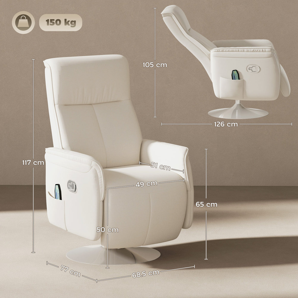 Wise Galleria Recliner Armchair in white with sleek design and ergonomic features for ultimate comfort