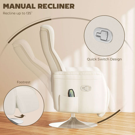 Wise Galleria Recliner Armchair in White with Quick Switch Design and Footrest features