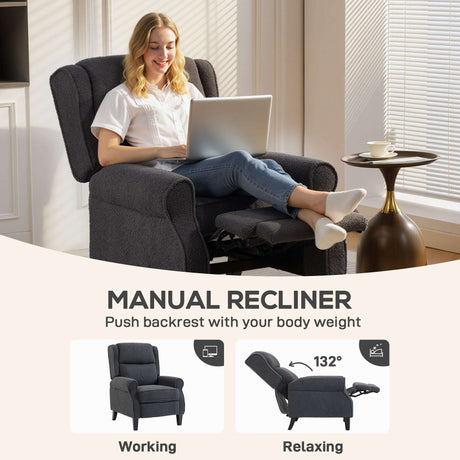 Wise Galleria Recliner Armchair in Grey, perfect for relaxing or working with a push-back mechanism