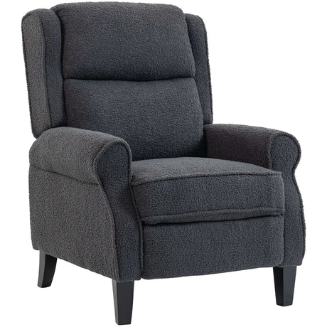 Comfortable Recliner Armchair in dark grey with plush upholstery and sturdy legs