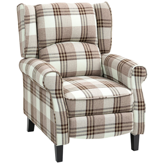 Wise Galleria Reclining Armchair in plaid fabric with plush padding for comfort and style