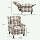Wise Galleria Reclining Armchair with Plaid Fabric and Adjustable Backrest for Comfort