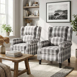 Wise Galleria Reclining Armchair in grey plaid design, perfect for comfort and style in living rooms