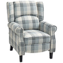 Wise Galleria Reclining Armchair in Blue and Grey Plaid Fabric for Comfortable Living Room Seating