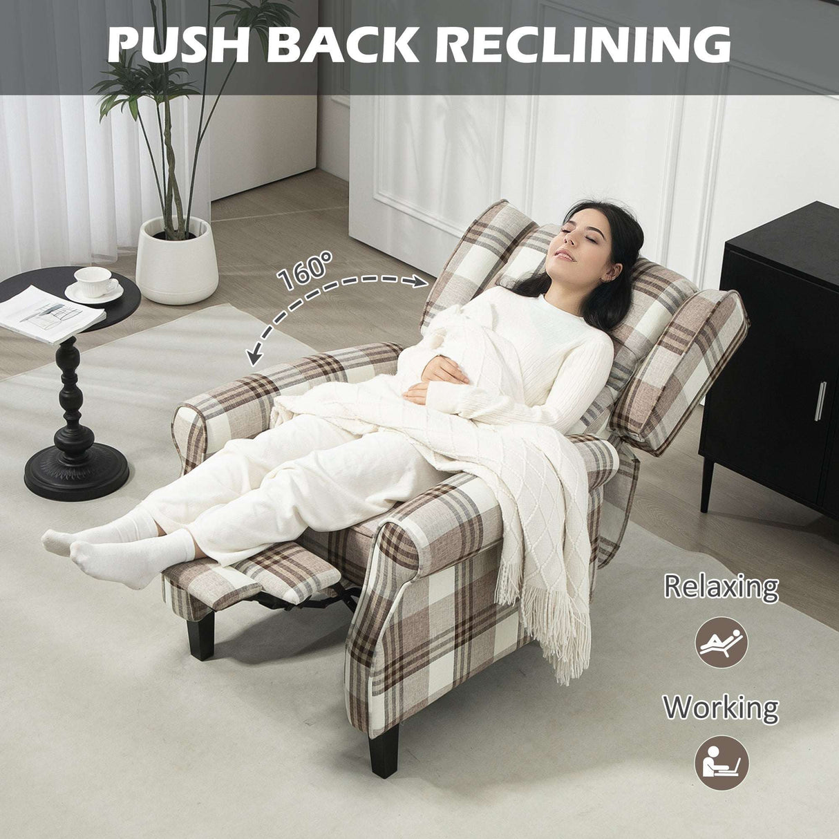 Comfortable reclining armchair from Wise Galleria with push back feature for relaxation and comfort