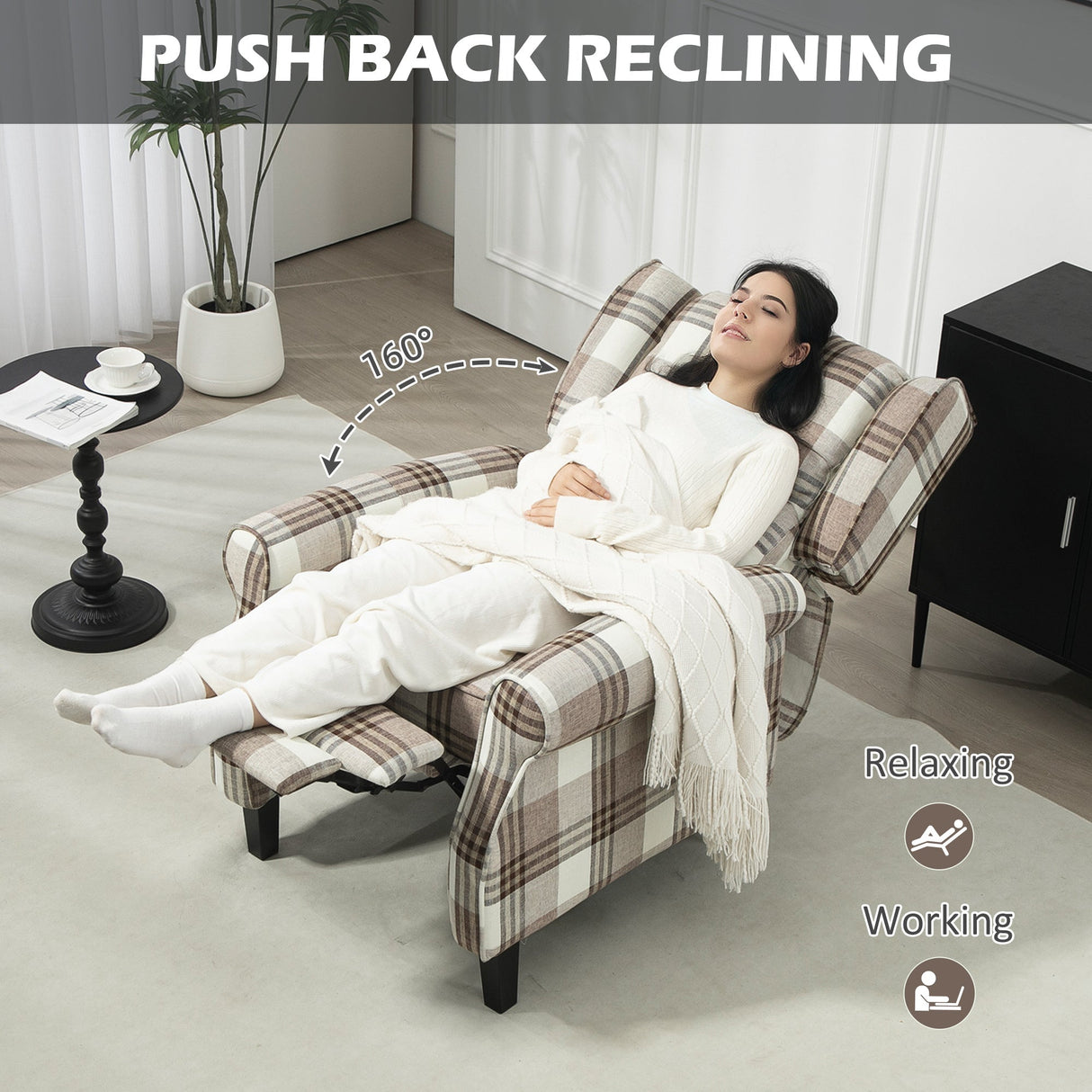 Comfortable reclining armchair from Wise Galleria with push back feature for relaxation and comfort