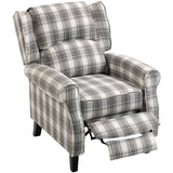 Wise Galleria Reclining Armchair in Grey Check Pattern with Comfortable Cushions and Footrest