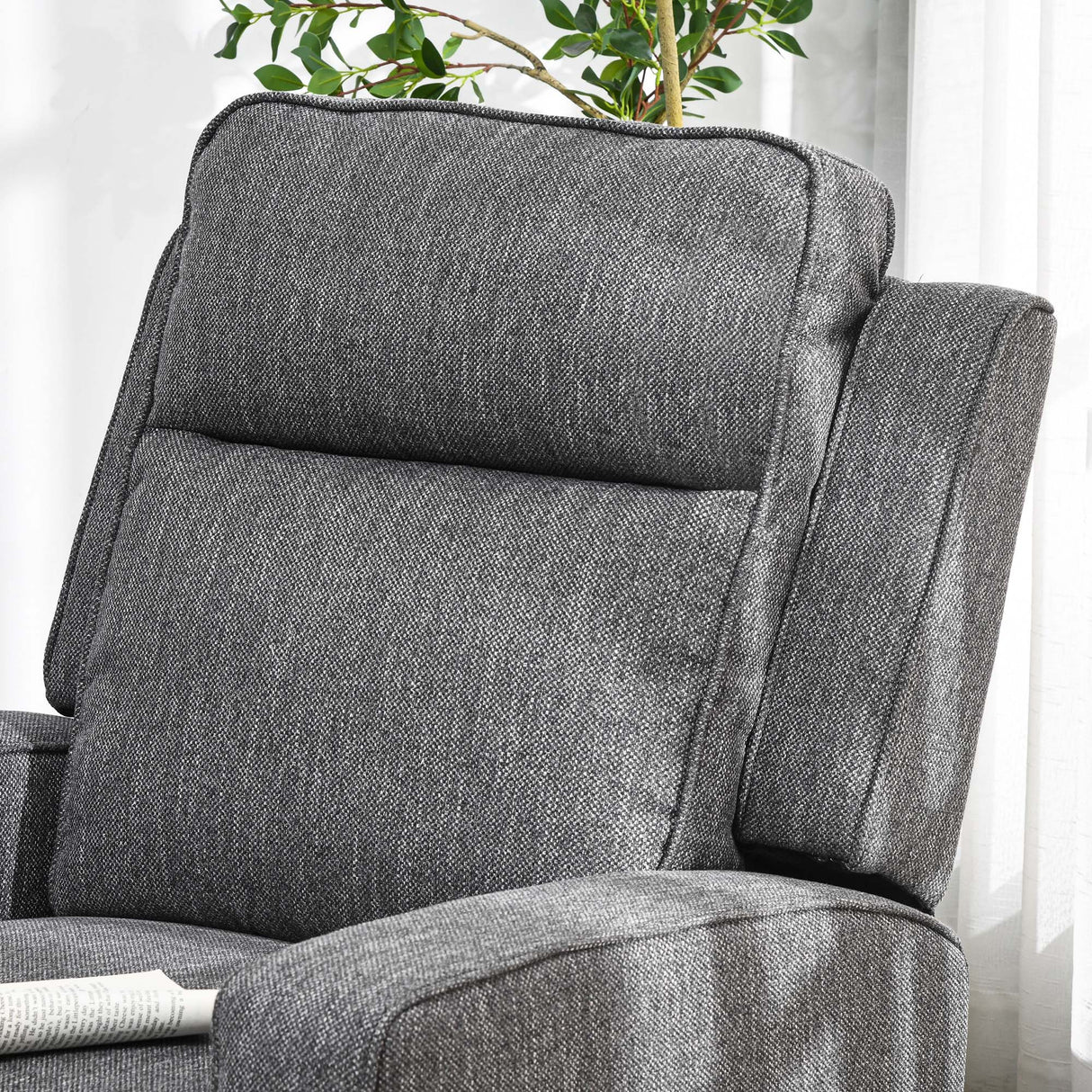 Wise Galleria Reclining Chair in Grey Fabric with Plush Cushions for Comfortable Seating