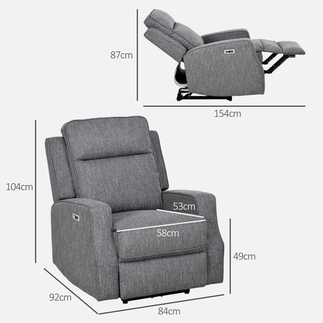 Wise Galleria Grey Reclining Chair with Comfort Features and Adjustable Positioning