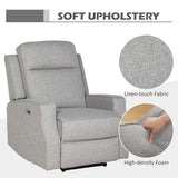 Grey Reclining Chair with soft linen-touch fabric and high-density foam cushioning for comfort
