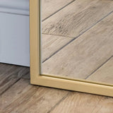 Jobu Home Rectangle Mirror with a Stylish Gold Frame on Wooden Floor
