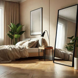 Stylish Rectangle Mirror in a modern bedroom with natural lighting and plants