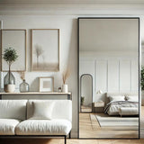Jobu Home Rectangle Mirror with a sleek black frame, perfect for modern home decor