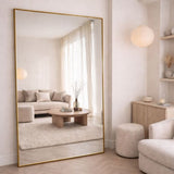 Elegant Rectangle Mirror with a Golden Frame for Stylish Home Decor Enhancements