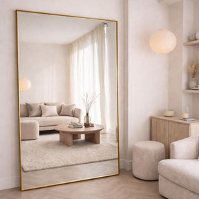 Elegant Rectangle Mirror with a Golden Frame for Stylish Home Decor Enhancements