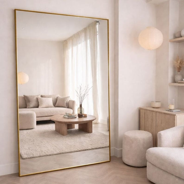 Elegant Rectangle Mirror with a Golden Frame for Stylish Home Decor Enhancements
