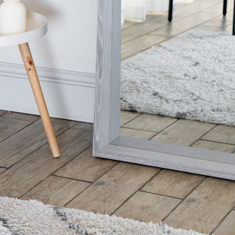 Jobu Home Rectangle Mirror with a sleek grey frame, ideal for modern home decor