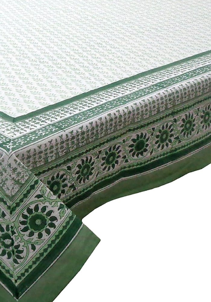 Casa by Josephine Jenno Floral Tablecloth with Intricate Green Border Design