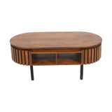 Verty Furniture Rectangular Coffee Table with Stylish Slatted Design and Storage Shelf