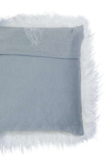 Orsina Soft Grey Rectangular Cushion with Fluffy White Fur Trim for Stylish Comfort
