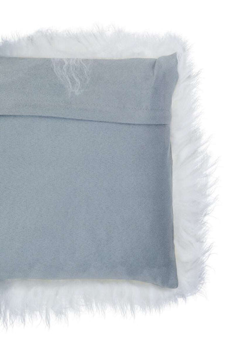Orsina Soft Grey Rectangular Cushion with Fluffy White Fur Trim for Stylish Comfort