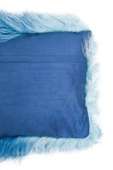 Orsina Rectangular Cushion in Blue with Soft Faux Fur Edging for Stylish Home Decor