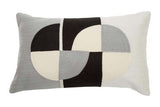 Orsina Rectangular Cushion with Abstract Geometric Design in Grey and Black Colours