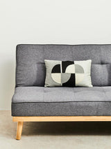 Orsina Rectangular Cushion with Geometric Pattern on a Grey Sofa for Modern Home Decor