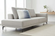Orsina Rectangular Cushion in soft grey and blue on a modern sofa for stylish home decor