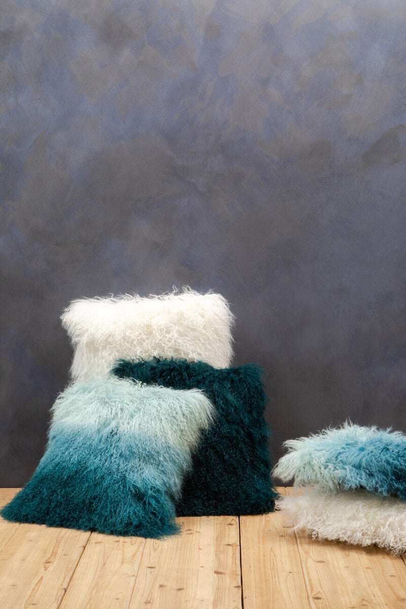 Orsina Rectangular Cushion set in teal and white with a fluffy texture for stylish home decor