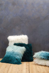 Orsina Rectangular Cushion set in teal and white with a fluffy texture for stylish home decor