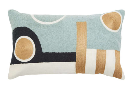 Orsina Rectangular Cushion with Abstract Design in Blue and Tan for Stylish Home Decor