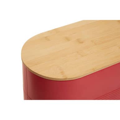 Orsina Stylish Red Bread Bin with Bamboo Lid Orsina