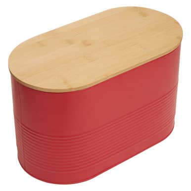 Orsina Stylish Red Bread Bin with Bamboo Lid Orsina
