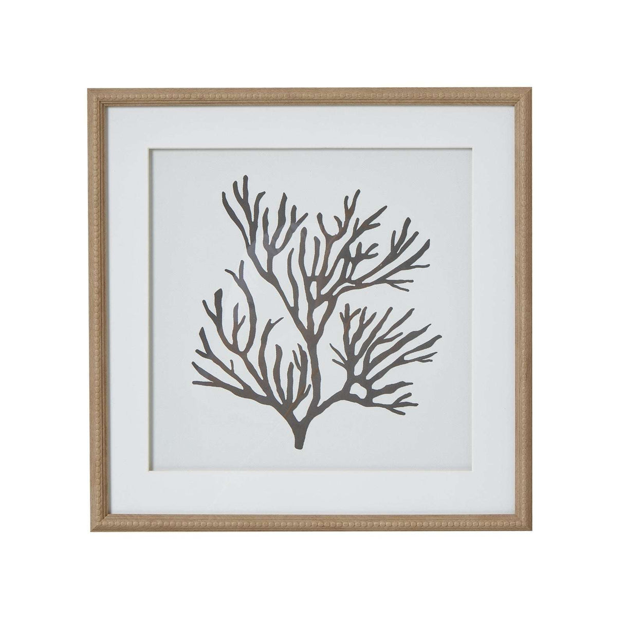 Reef Coral Art Mounted In Beaded Frame BROWN GLASS Shades 4 Seasons