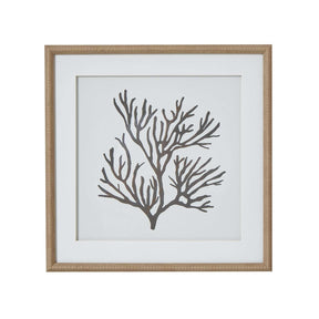 Reef Coral Art Mounted In Beaded Frame BROWN GLASS Shades 4 Seasons