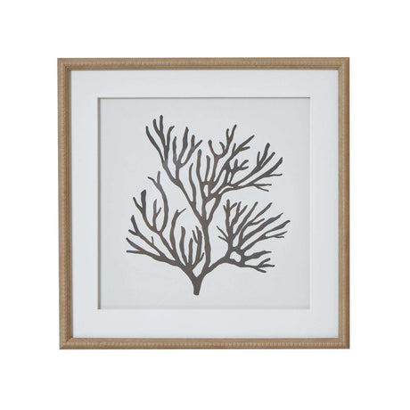 Reef Coral Art Mounted In Beaded Frame BROWN GLASS Shades 4 Seasons